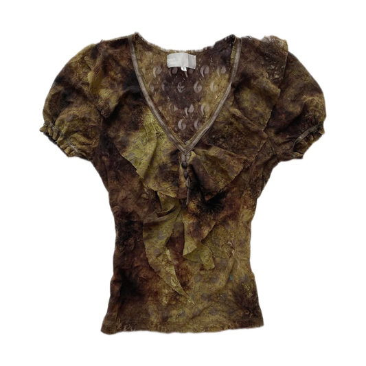 Brown tie dye lace top