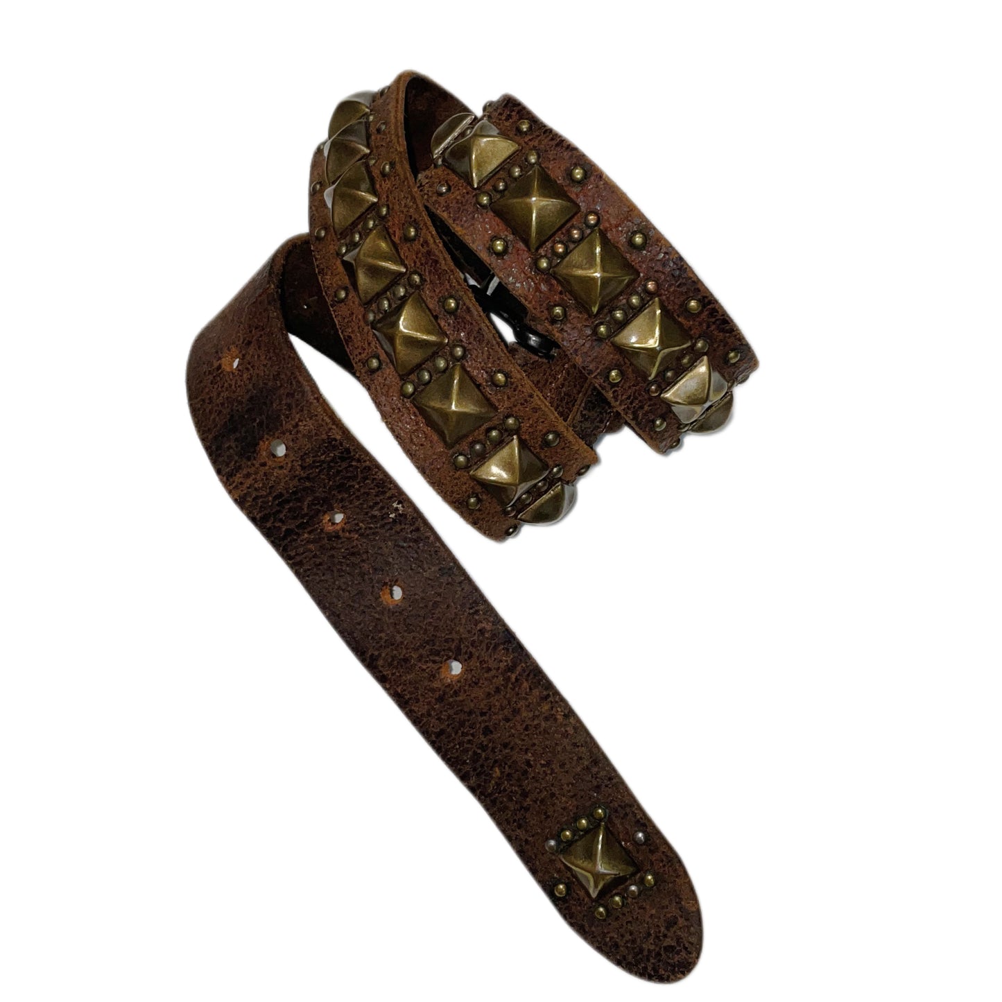 Evisu brown rivets leather belt