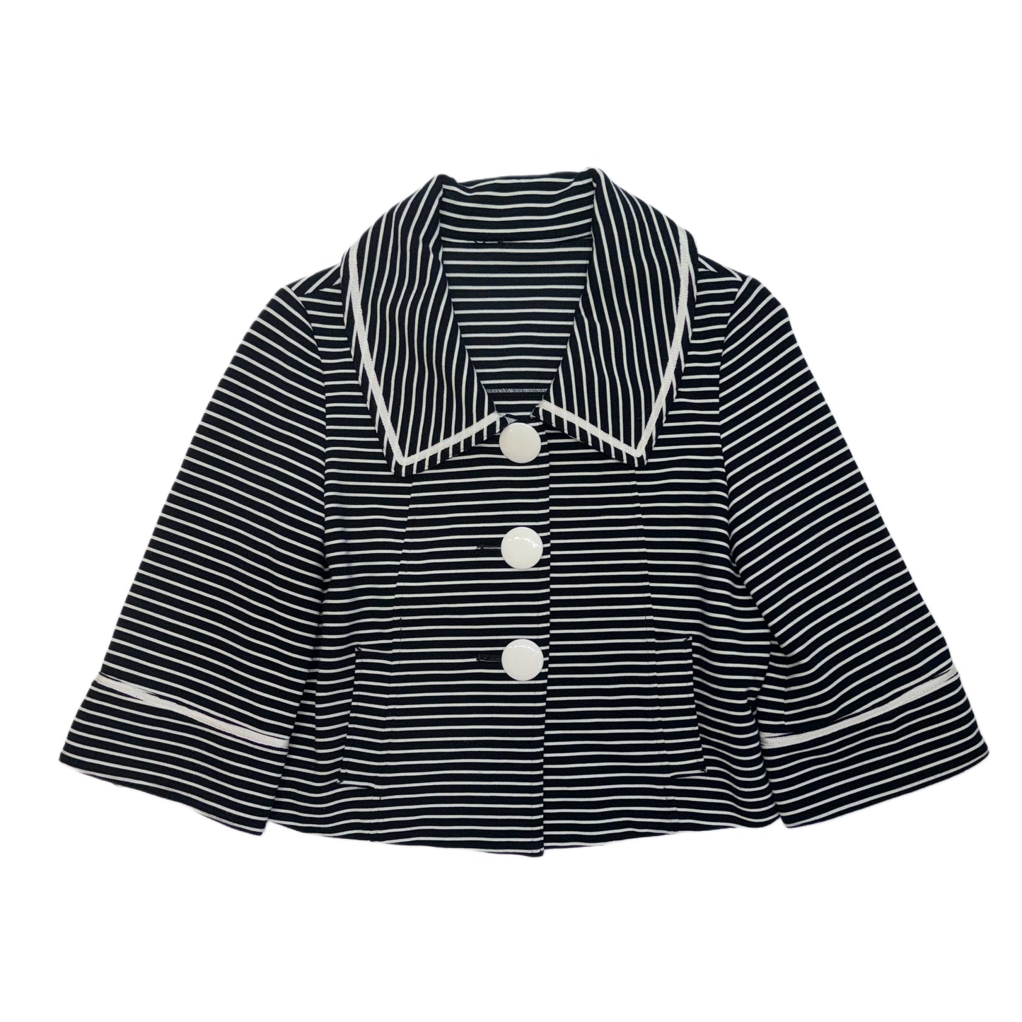 Navy stripe outer with big button details