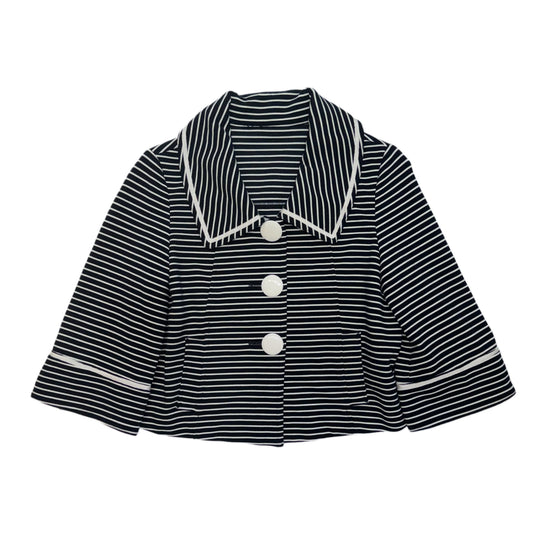 Navy stripe outer with big button details