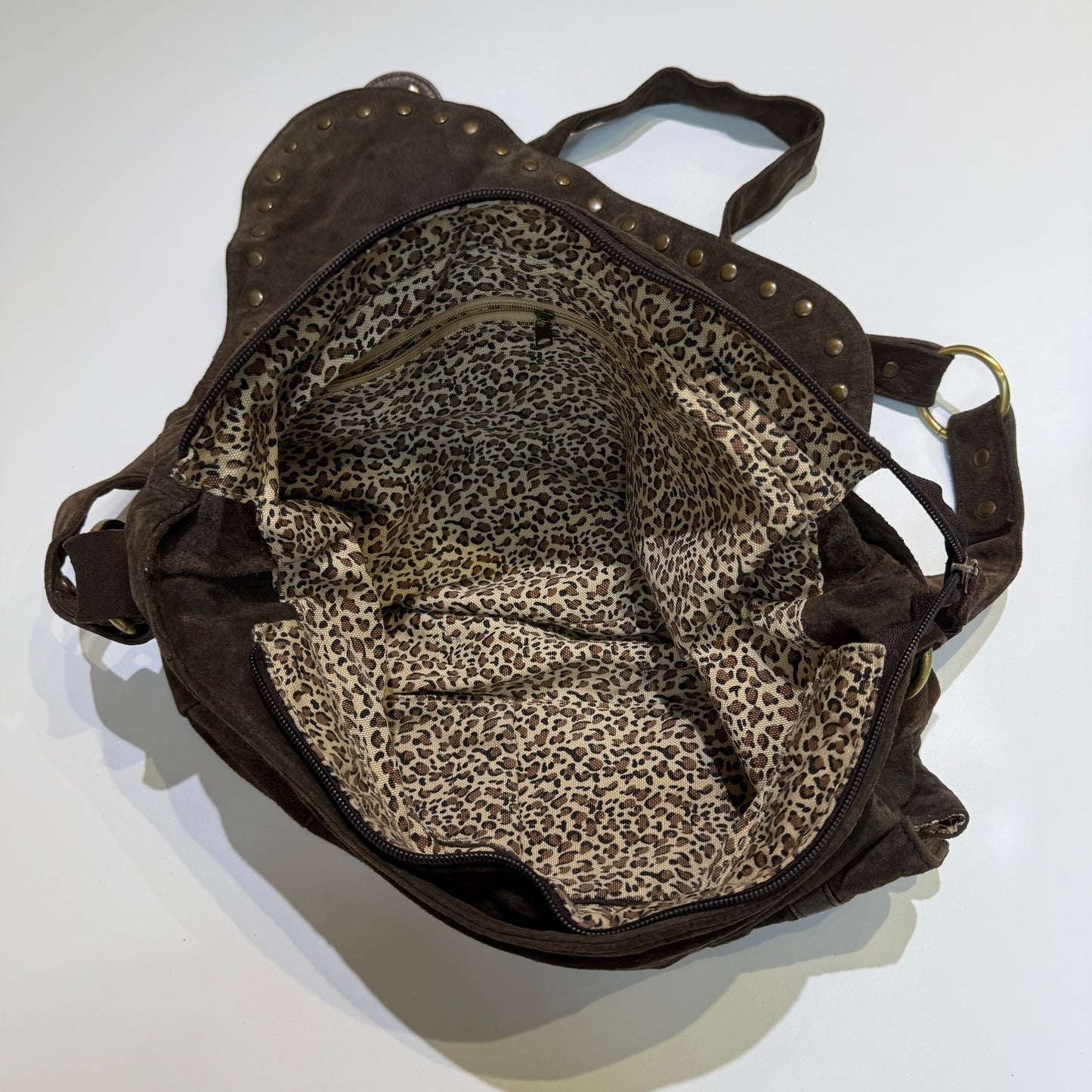 Brown crossbody suede bag