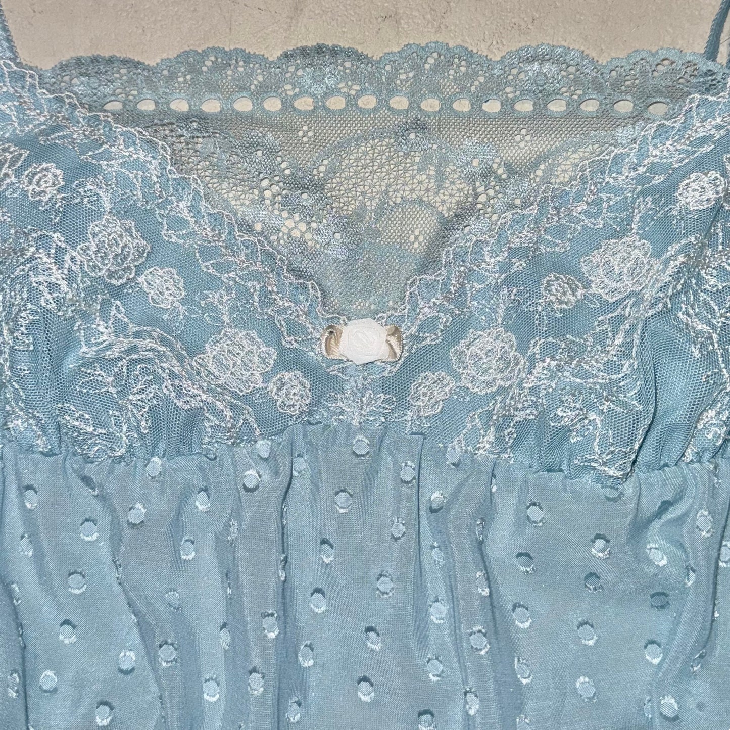 Tiffany blue polka dot lace top