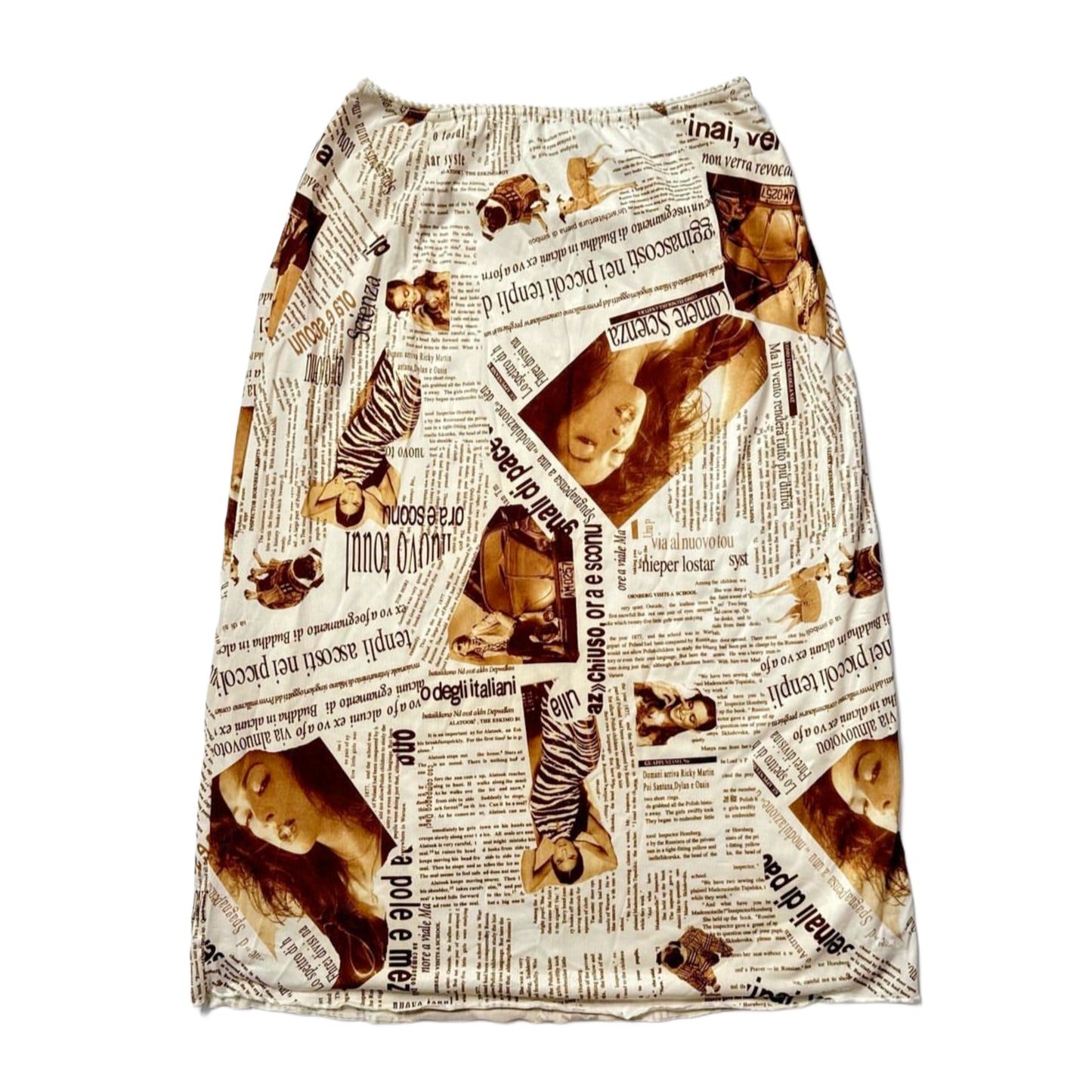 Martini Newspaper ladies and pug midi skirt