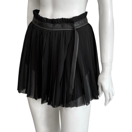 Diesel black pleated skirt with zipper belt details