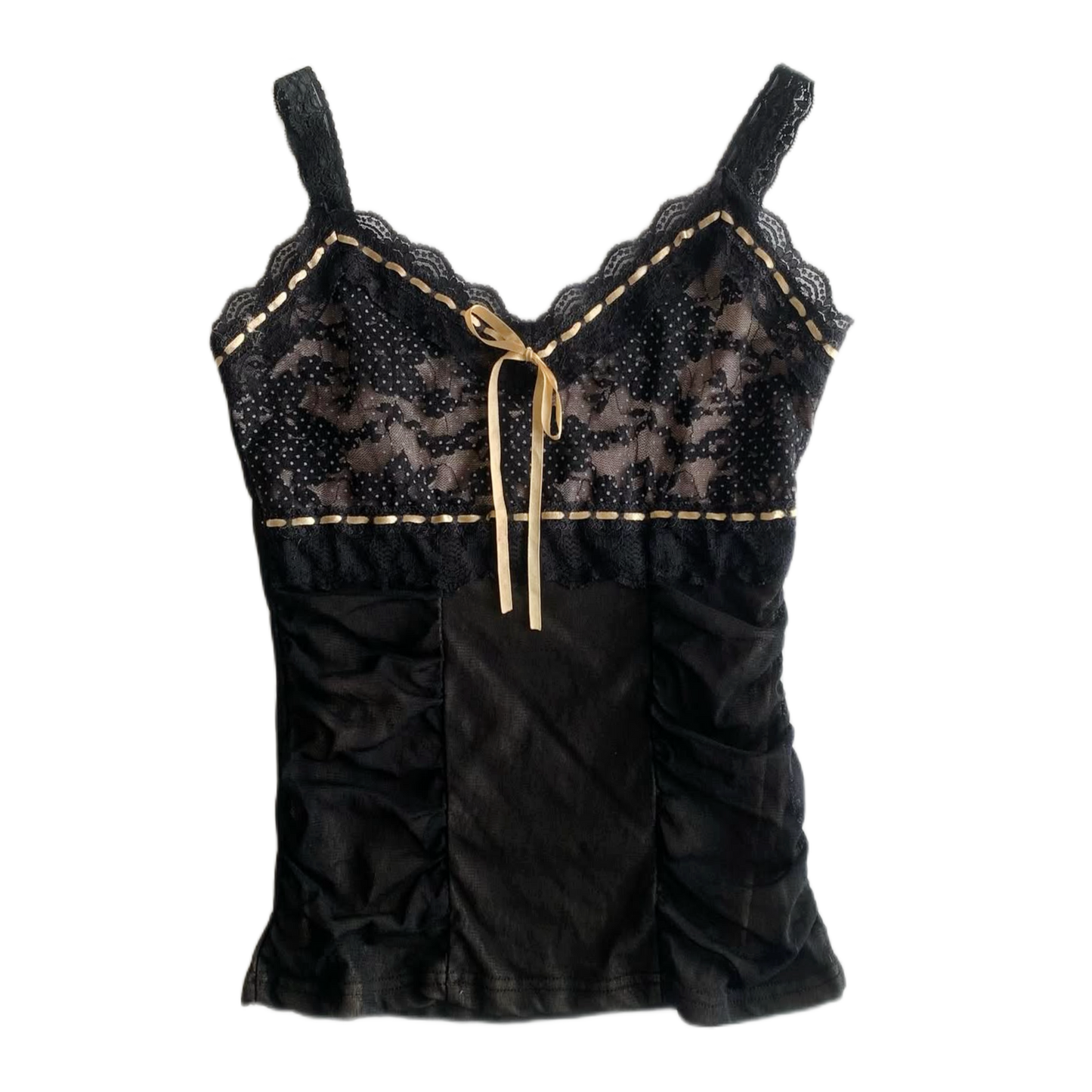 Black lace ruffle tank
