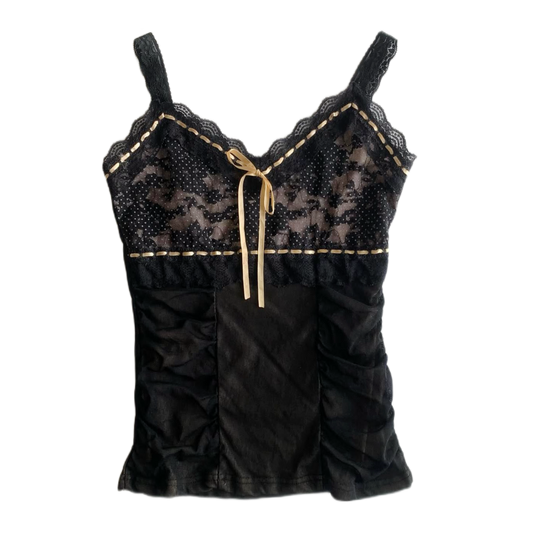 Black lace ruffle tank