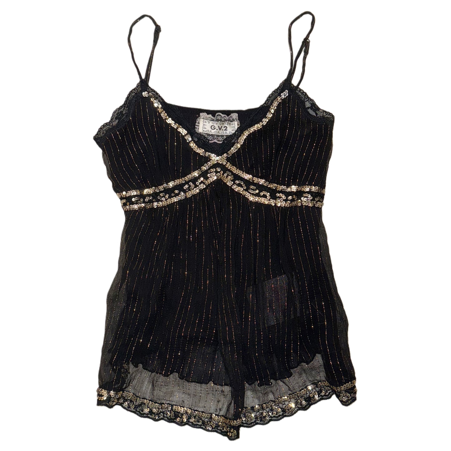 Black embroidered tank