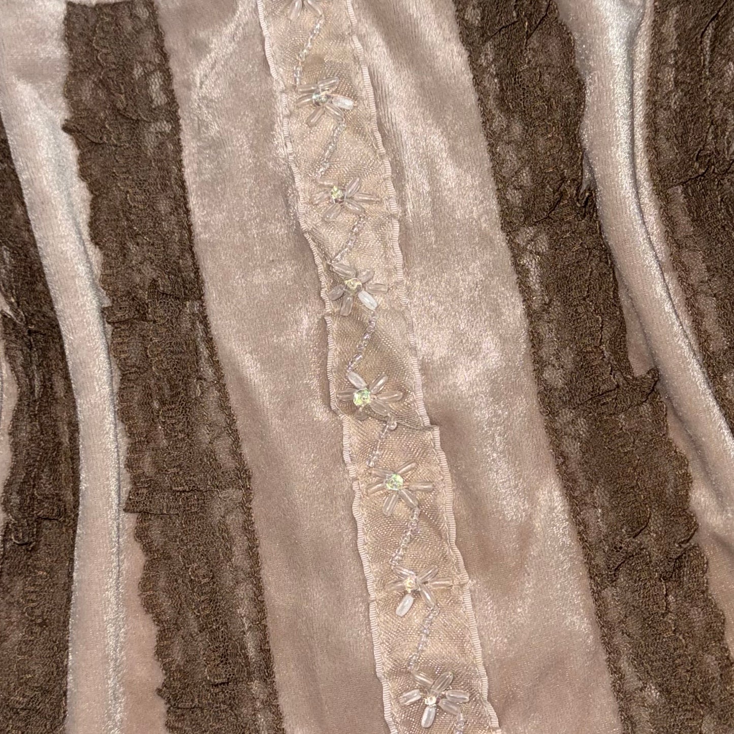 Brown velvet embroidered lace cami