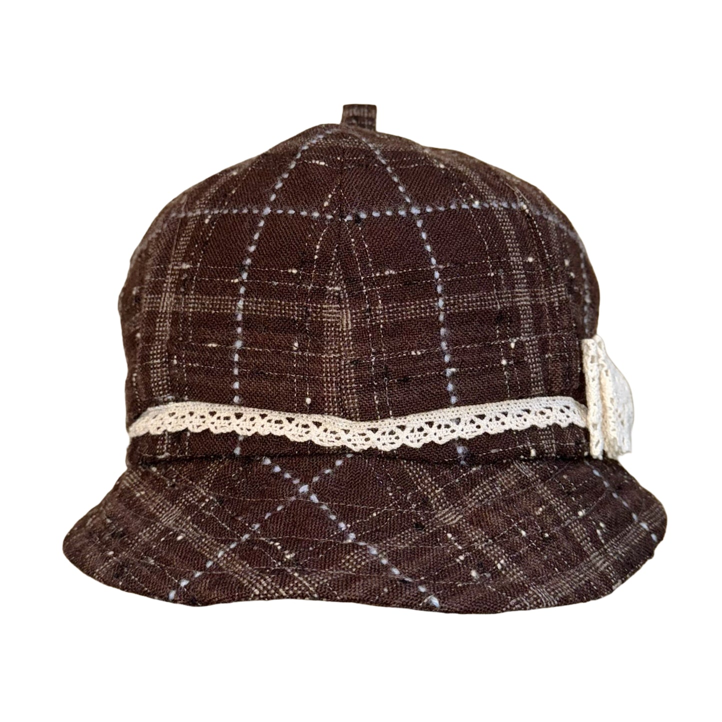 Lace trim check hat