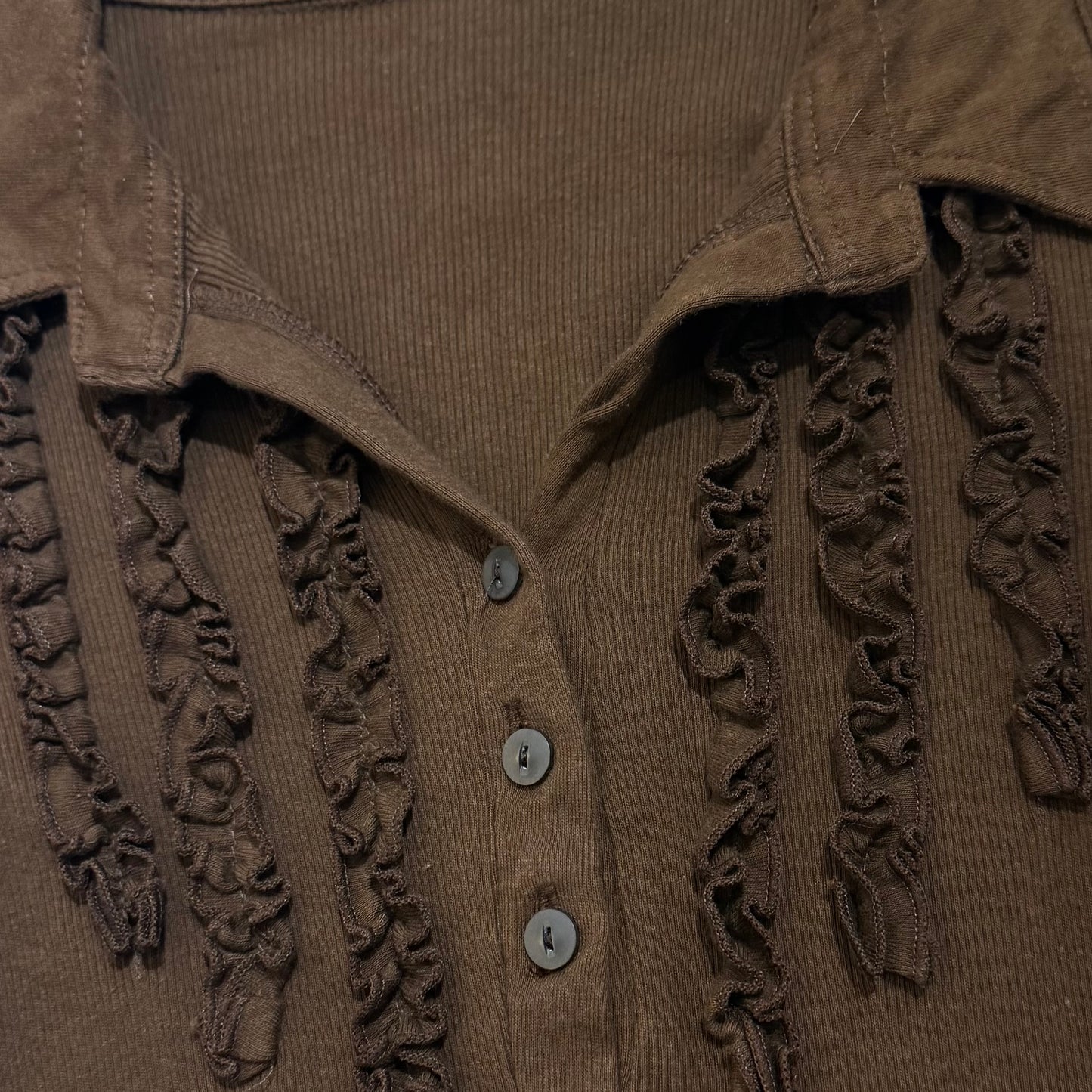 Brown ruffle shirt