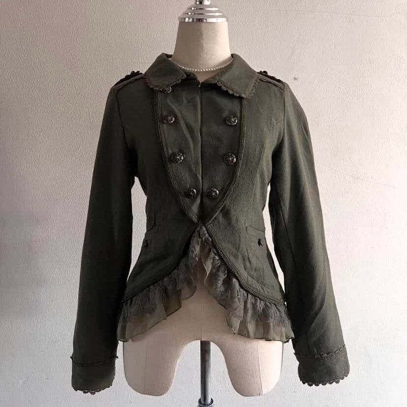 Axes green lace trim napoleon jacket