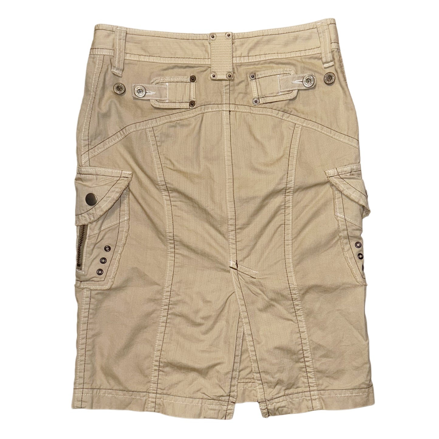 Beige cargo midi skirt