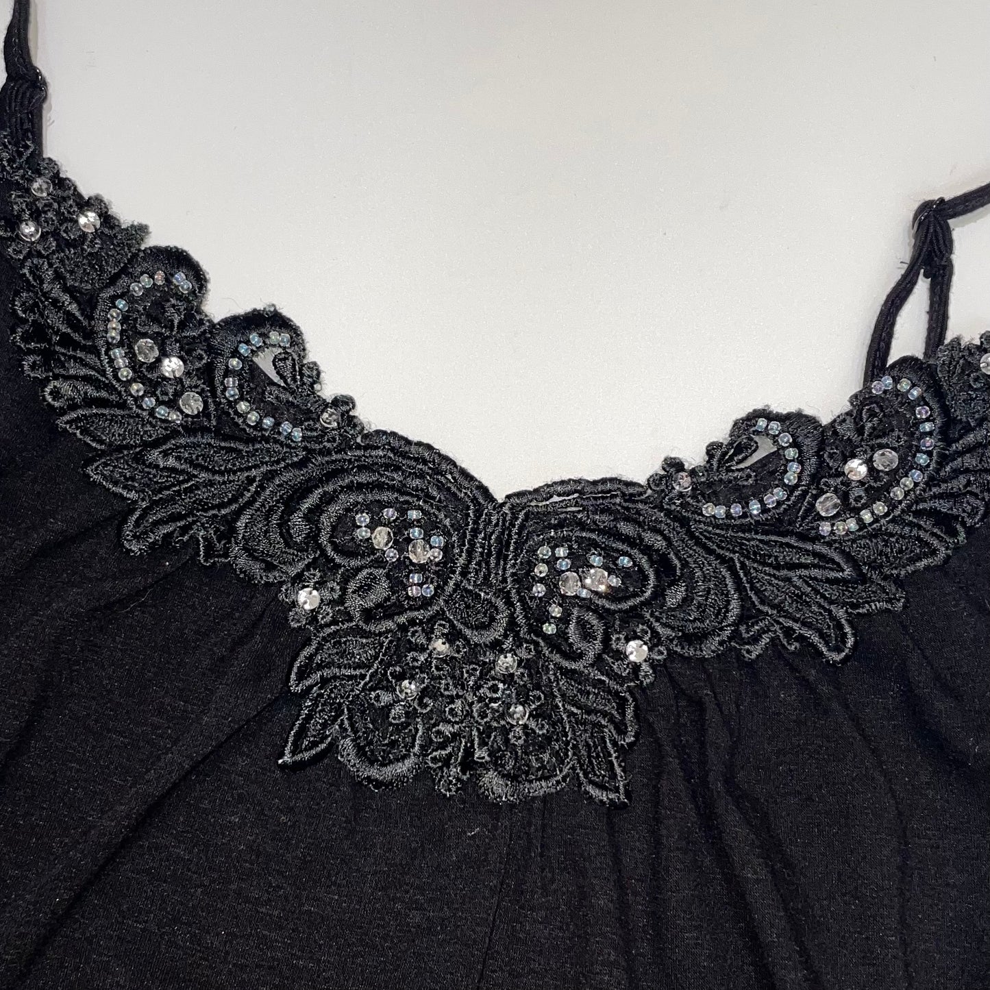 Black lace embroidered tank