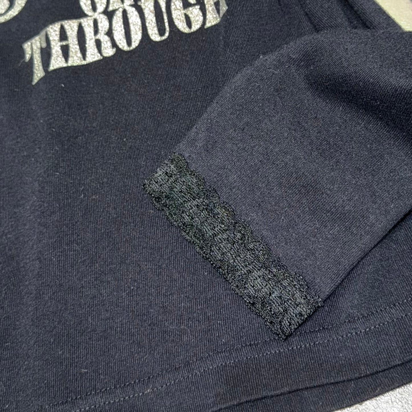Butterfly “get through” black lace trim long sleeve