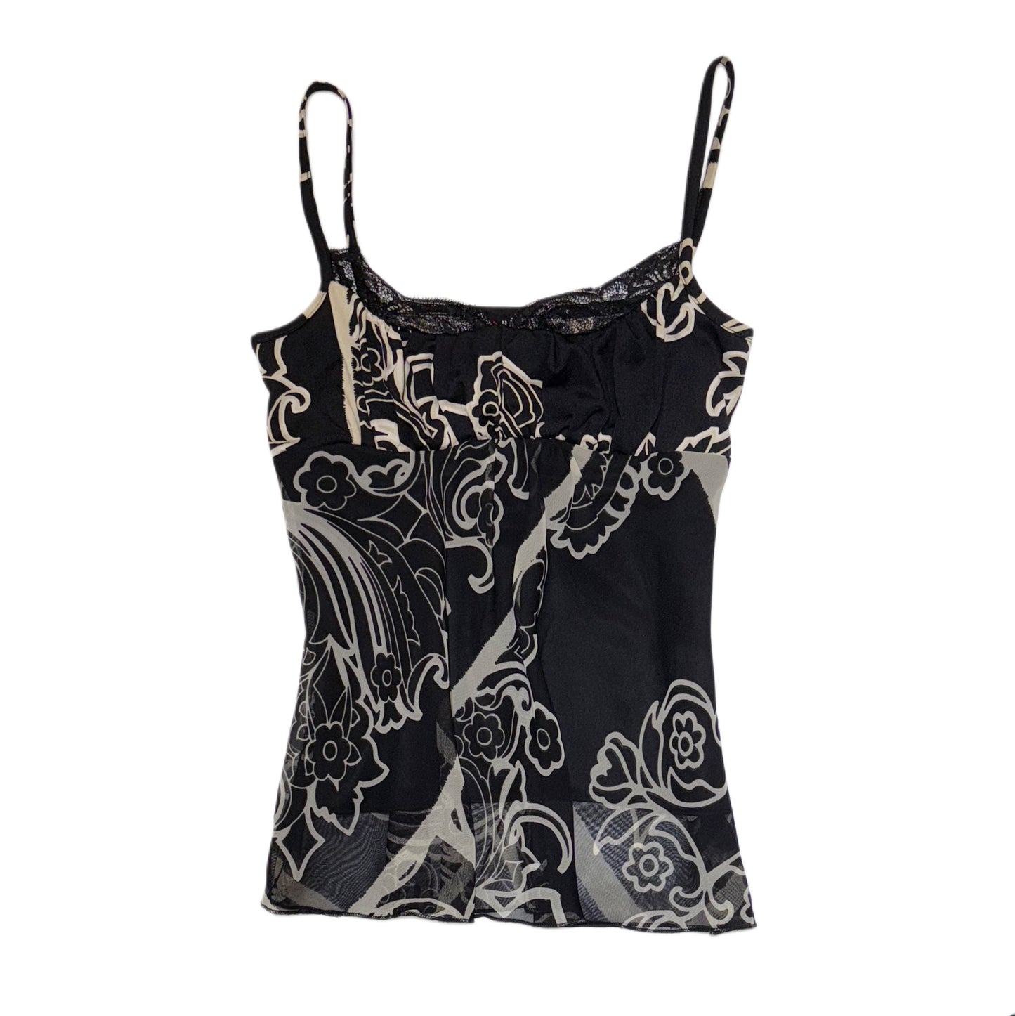 Morgan De Toi black chiffon lace tank