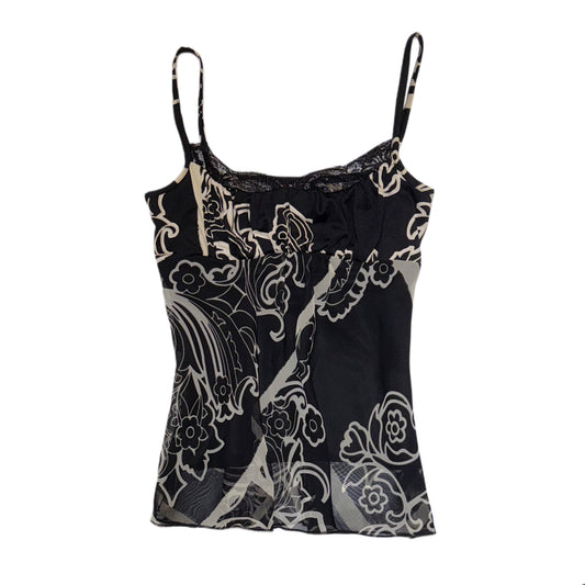 Morgan De Toi black chiffon lace tank