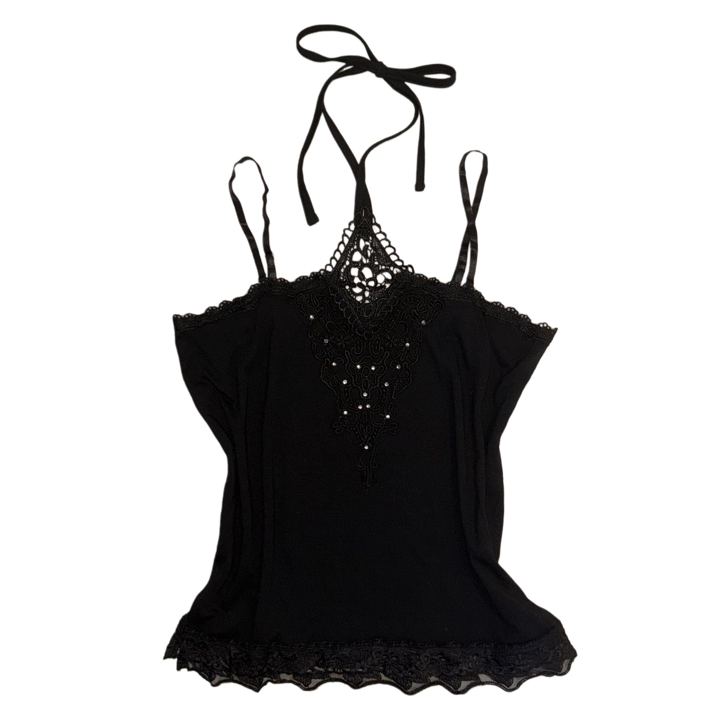 Black lace halter tank with soft pink mesh tank set