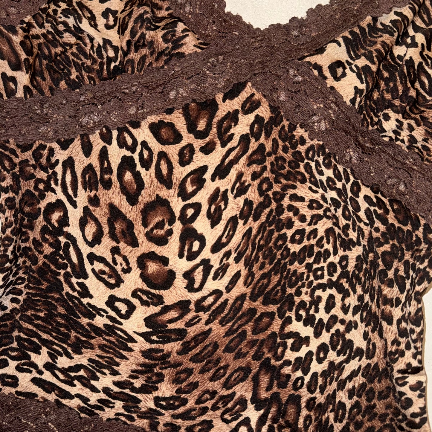 Leopard print lace trim tank