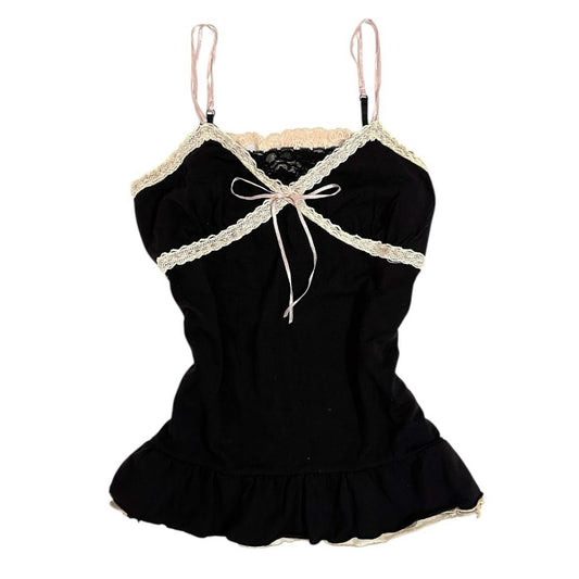 Black lace layered tank