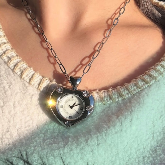 Heart watch necklace