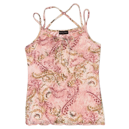 Pink paisley lace tank