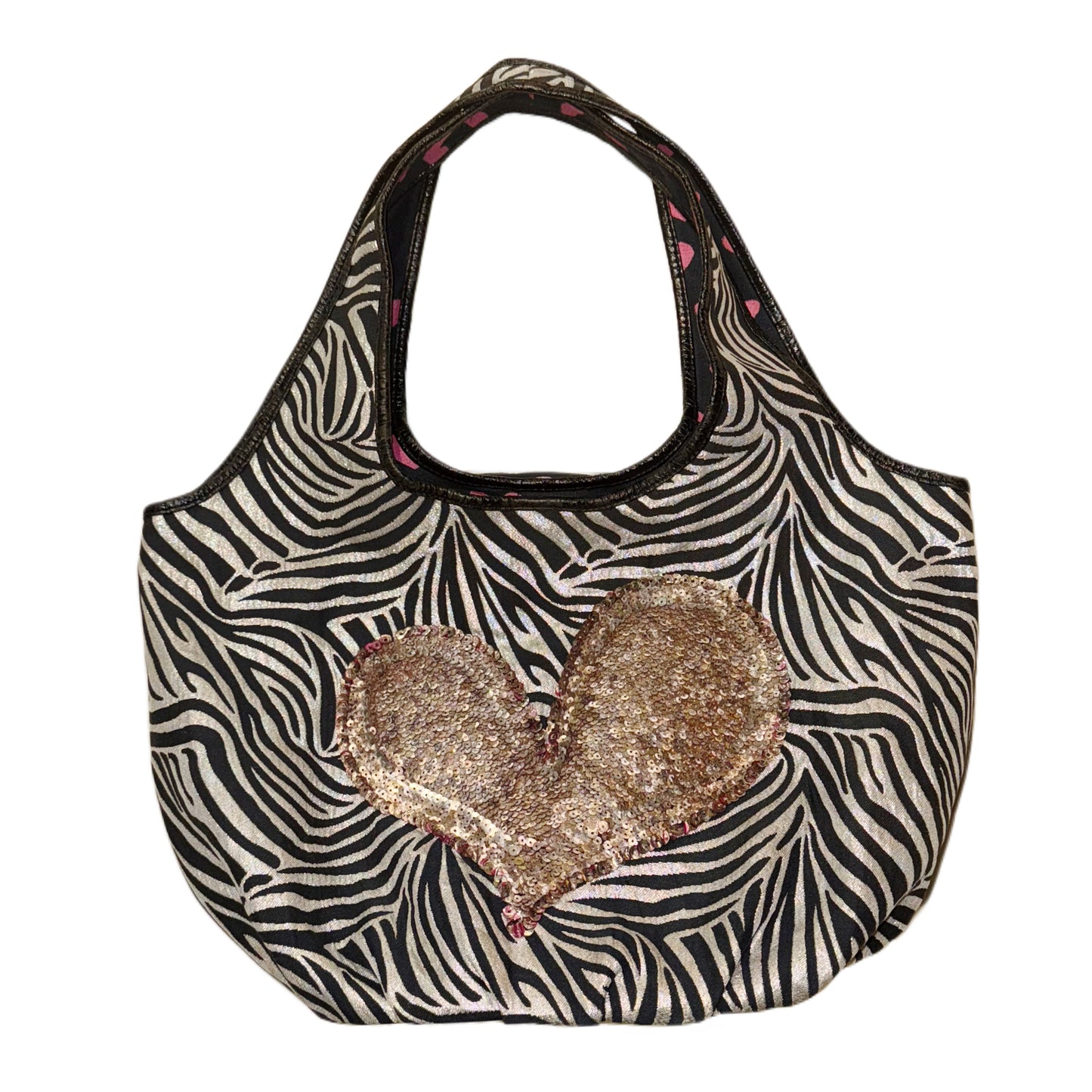 Thinkbee glittering heart zebra shoulder bag