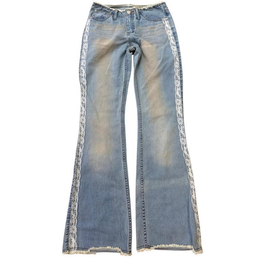 Lace denim flare jeans
