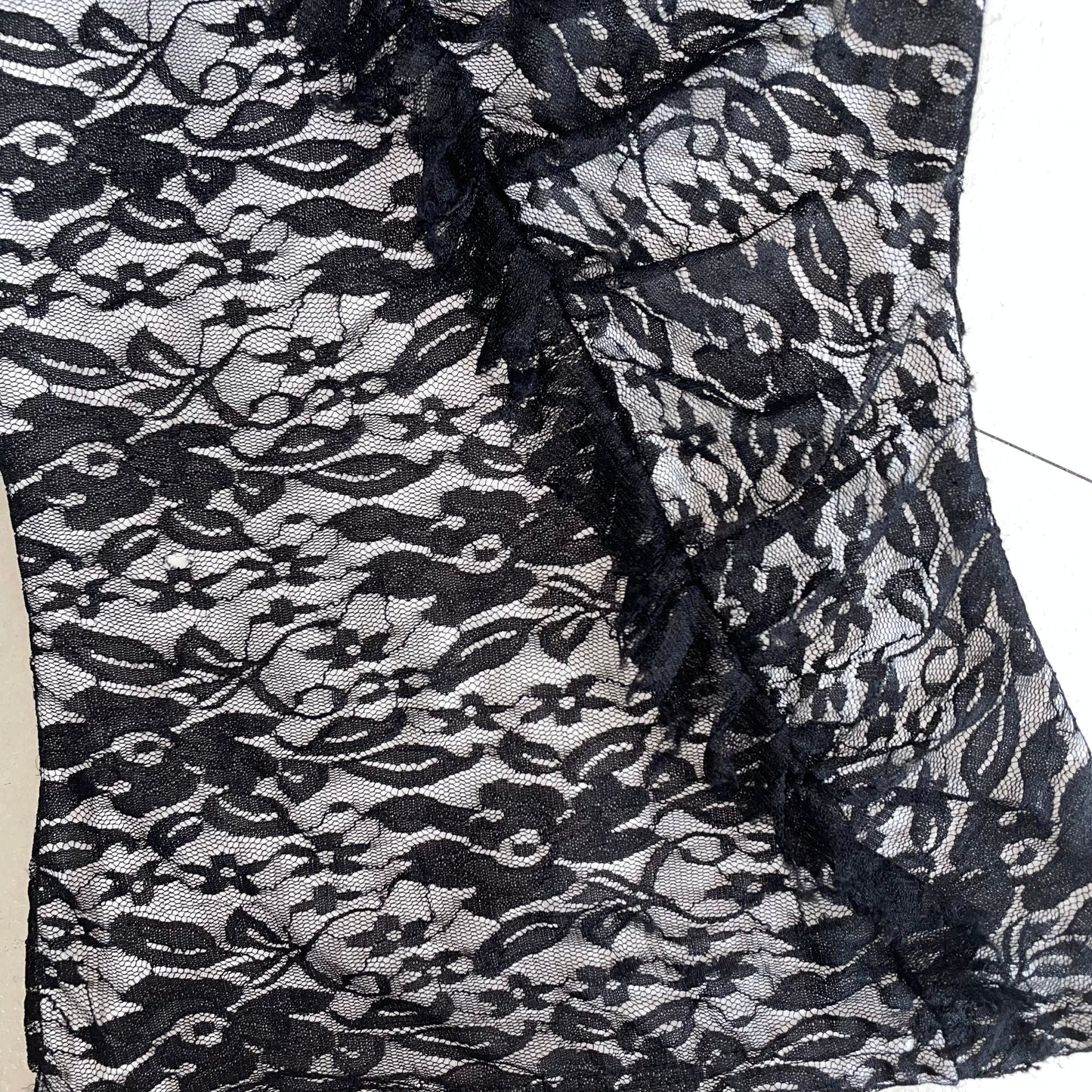 Black lace ruffle top