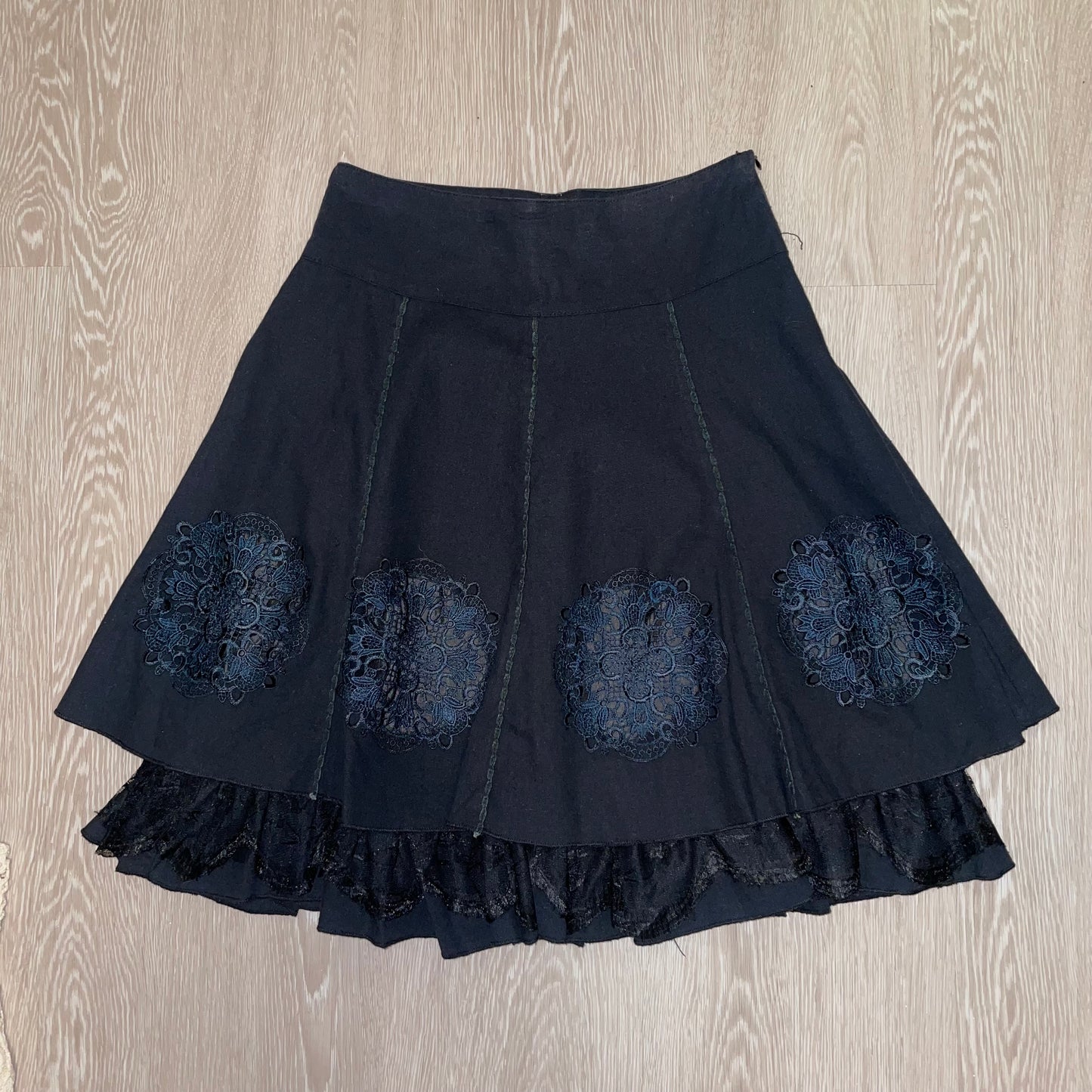 Black lace layered skirt