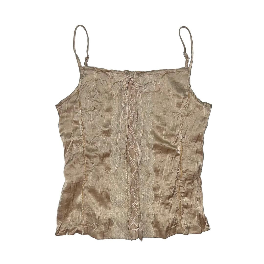 Beige silk lace top