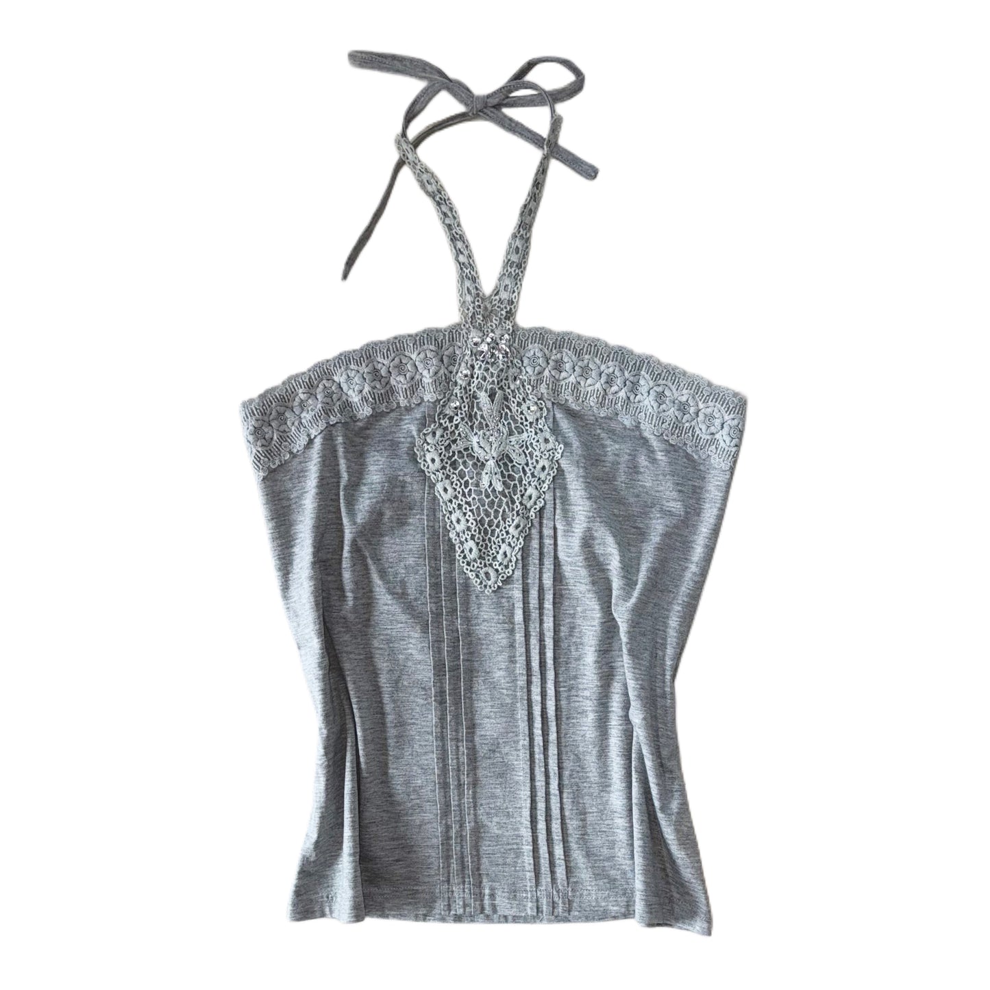 Grey lace halter