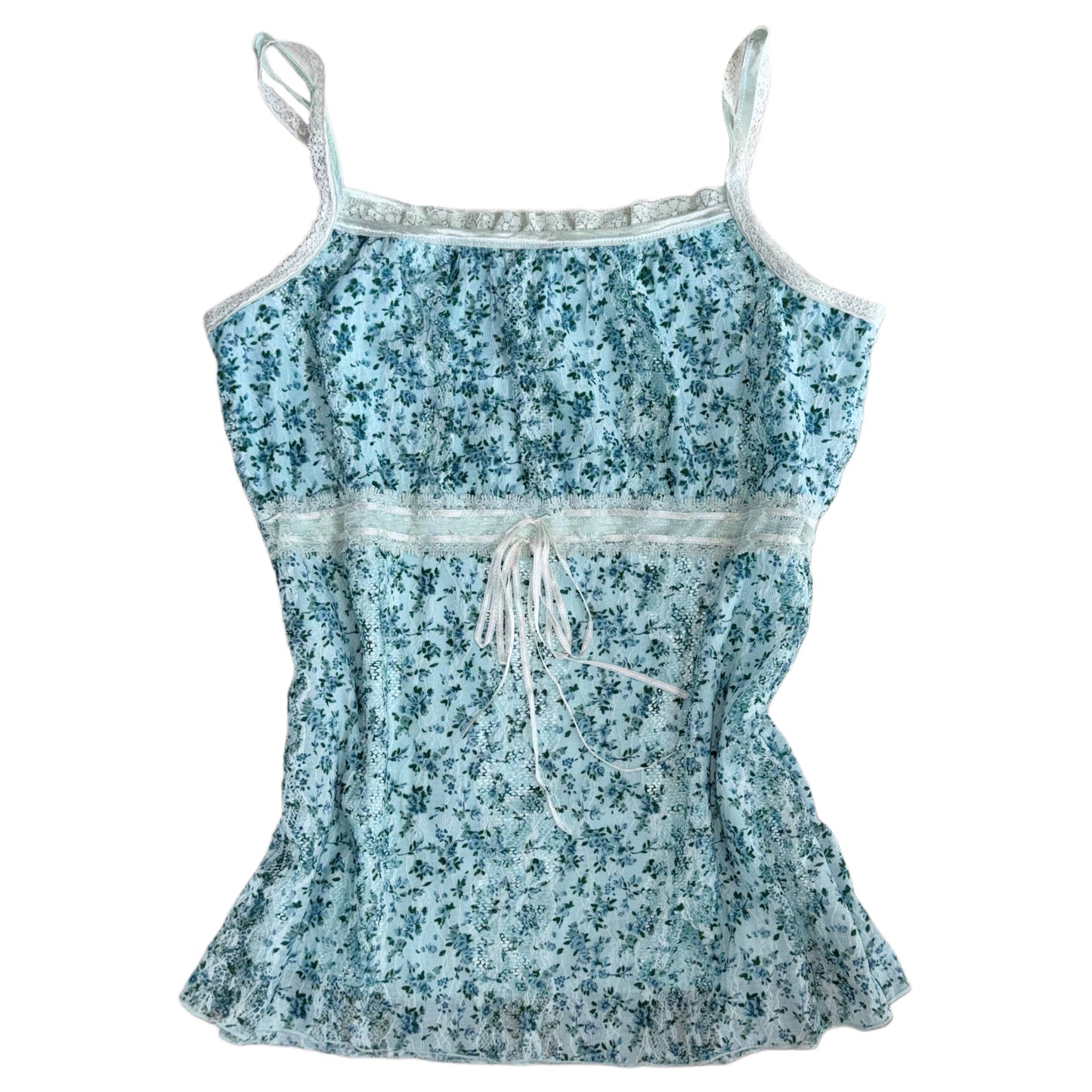 Baby blue flora lace cami