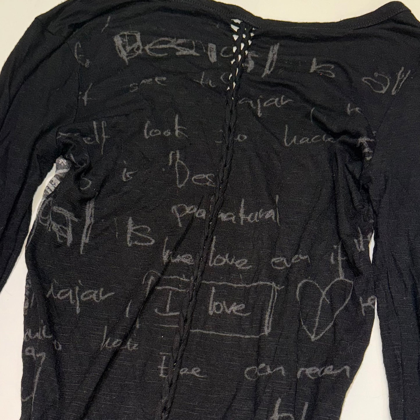 Desigual butterfly distressed long sleeve with asymmetrical hem