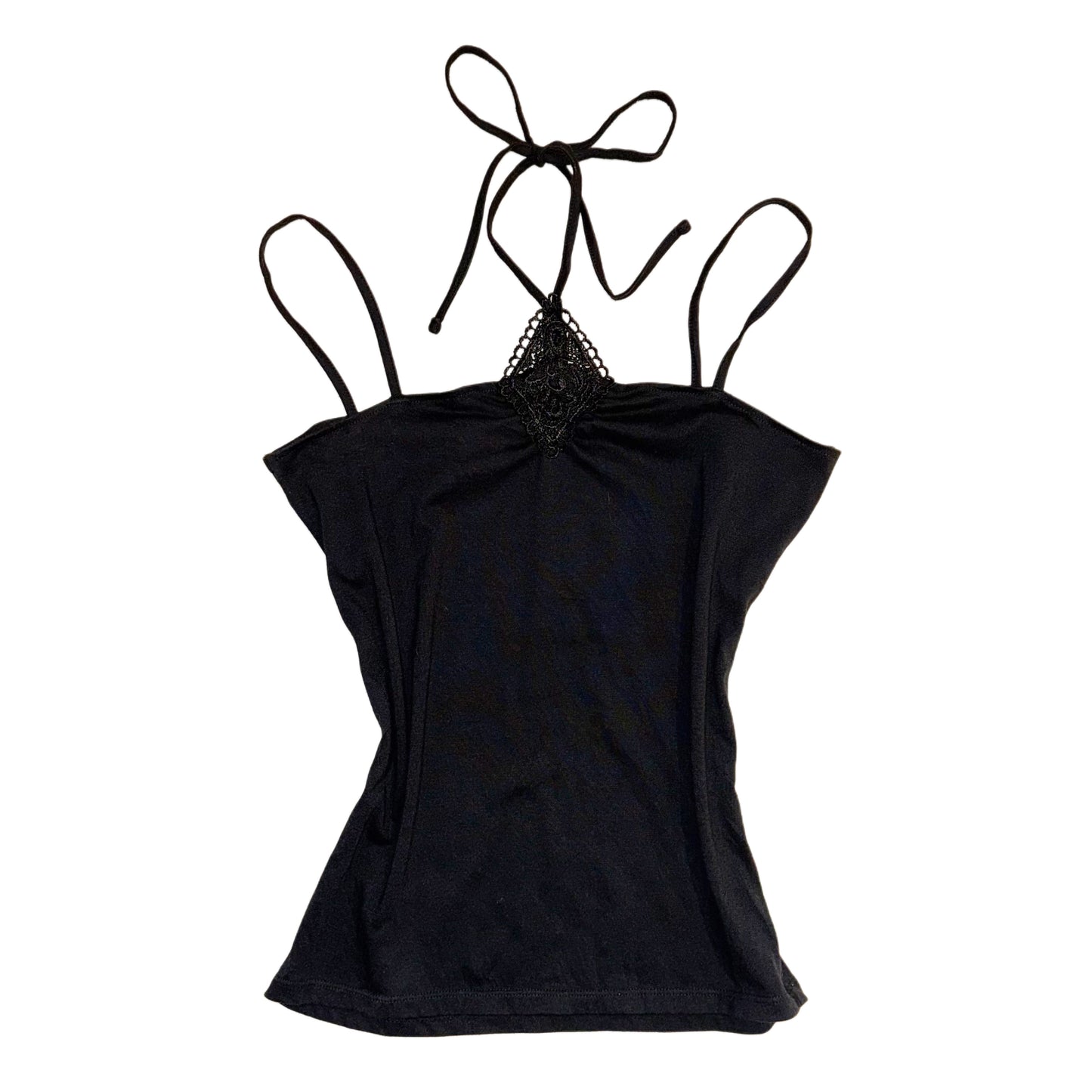 Black lace halter tank