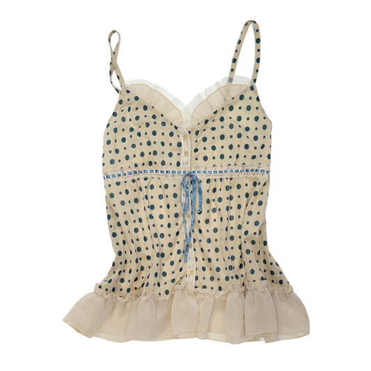 Beige blue polka dot cami