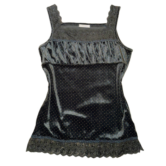 Green lace polka dots velvet tank