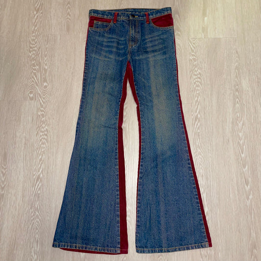 Jeans with red velvet