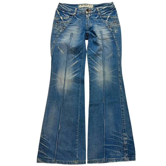 Wash denim low waist jeans