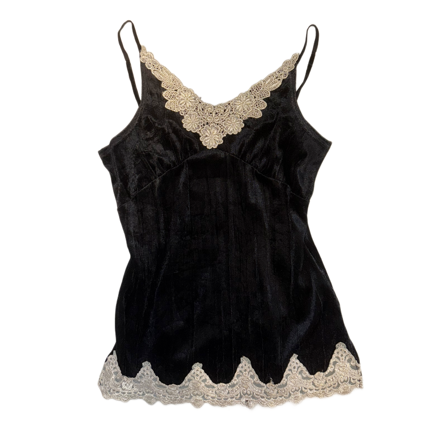 Michel Klein Black velvet white lace tank