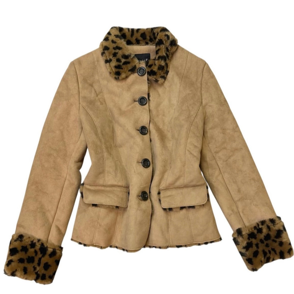 Brown suede leopard furry coat