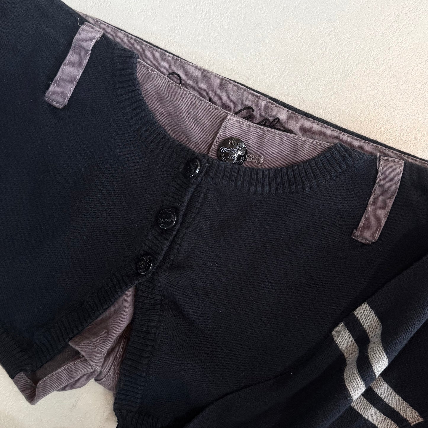 Cardigan layered shorts