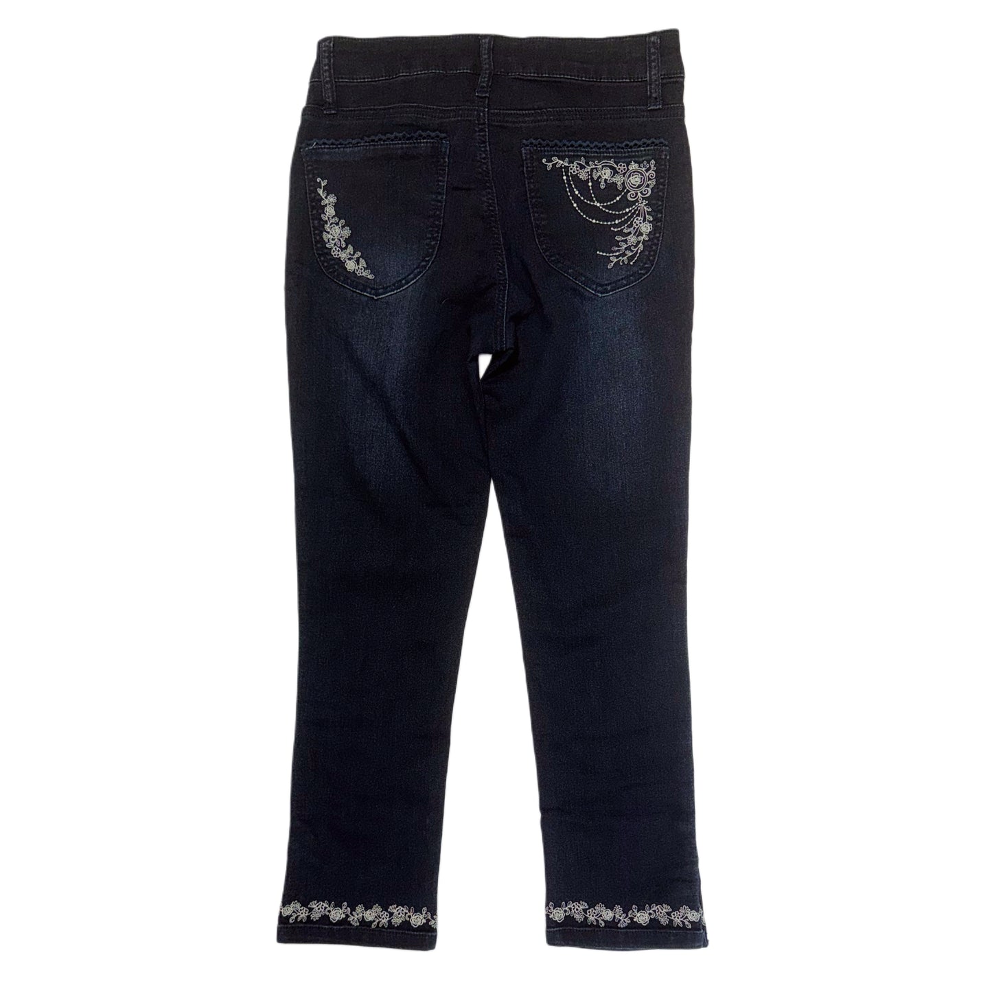 Axes embroidered denim capris