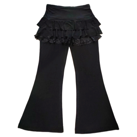 Black lace layered pants