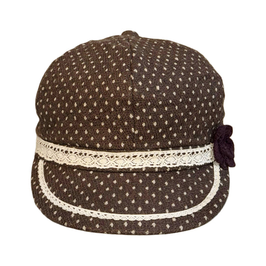 Polka dot lace trim hat