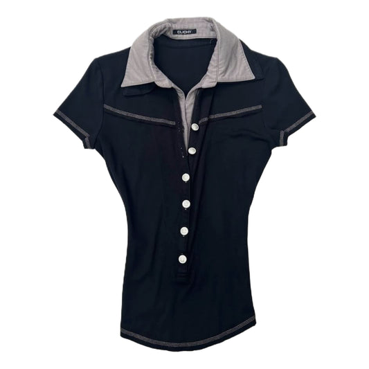 Contrast collar button up fitted shirt