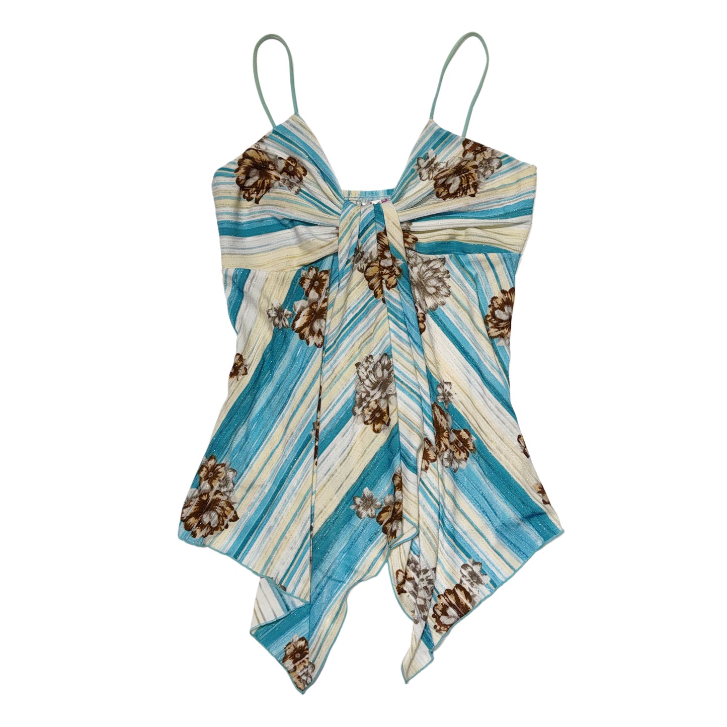 Blue striped floral tank