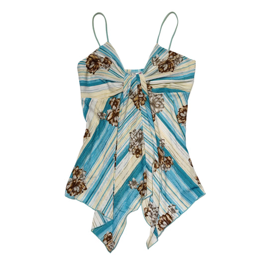 Blue striped floral tank