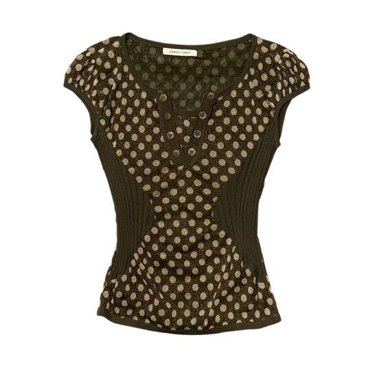 Green polka dot glittering top