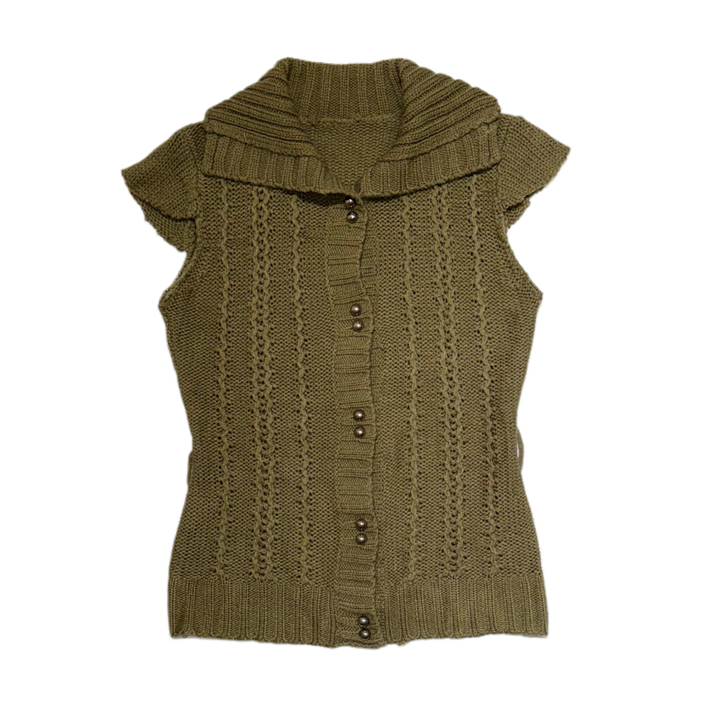 Green knit top with buttons