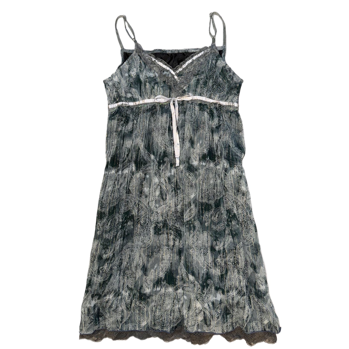 Grey blue paisley lace dress